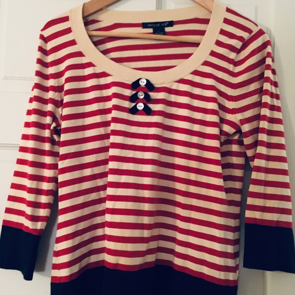 Viscosa/silk stretchy striped top